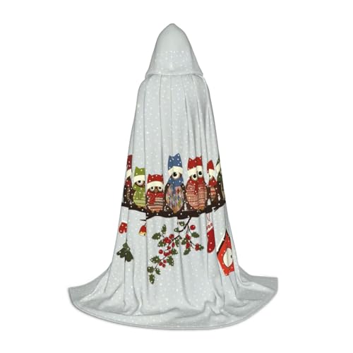 OAZCVBNN Niedliche festliche Eulen auf Ast Print Zauberer Bademantel Halloween und Karneval Party Mantel mit Kapuze für Männer Frauen Teenager Kinder von OAZCVBNN