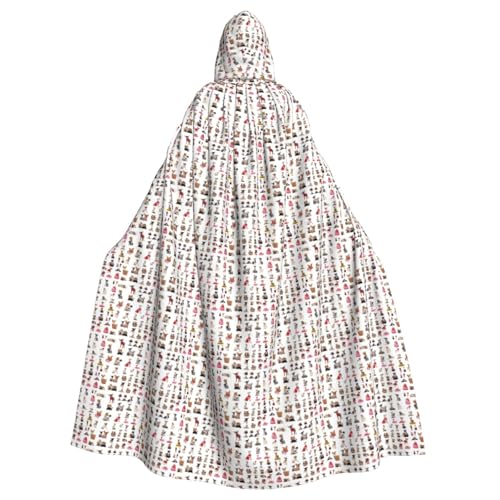 OAZCVBNN Niedlicher Chihuahua-Mops-Muster, Halloween-Kapuzenumhang, volle Länge, Erwachsene, Kinder, Unisex, Mittelalter-Kostüm, Cosplay-Kostüm von OAZCVBNN