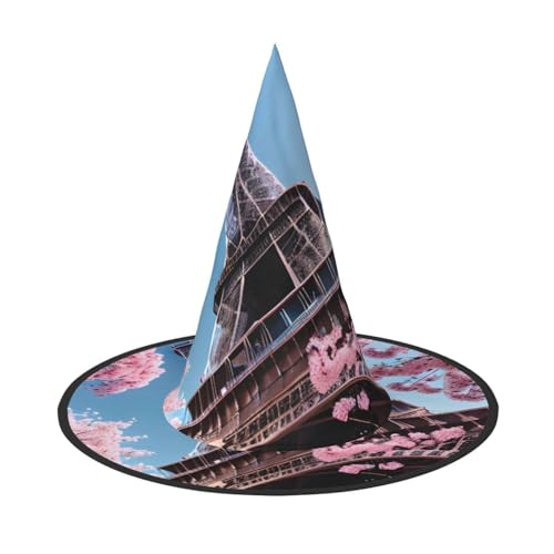 OAZCVBNN Ölgemälde Paris Eiffelturm Druck Unisex Halloween Hexenhut für Karneval Cosplay Faltbare Kappe und Mottopartys von OAZCVBNN