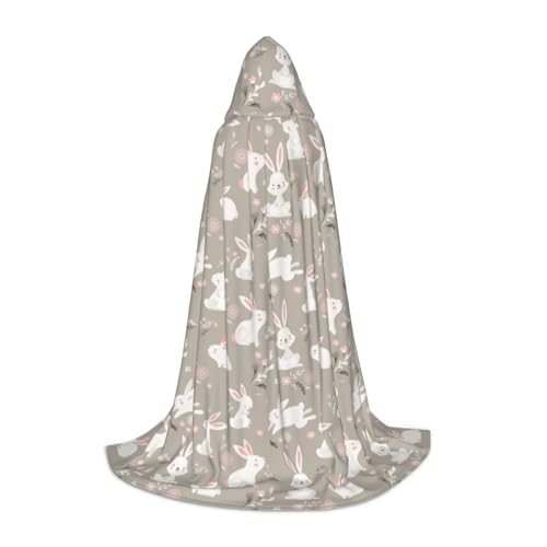 OAZCVBNN Osterhase Blumendruck Zauberer Bademantel Halloween und Karnevalspartys Kapuzenmantel für Männer Frauen Teenager Kinder, Schwarz, M von OAZCVBNN