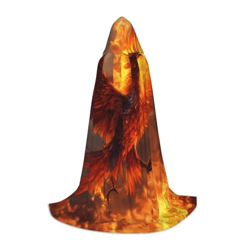 OAZCVBNN Phoenix-Aufdruck, Zauberer-Robe, Halloween und Karneval, Partys, Kapuzenumhang für Männer, Frauen, Teenager, Kinder von OAZCVBNN