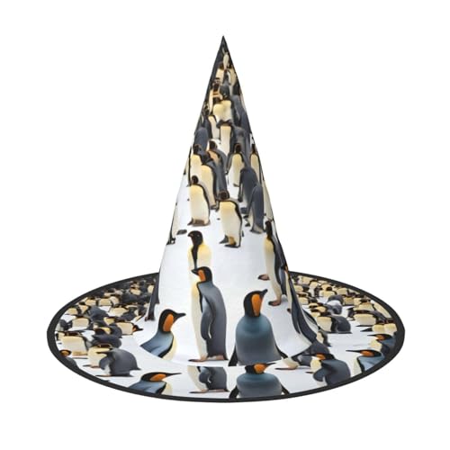 OAZCVBNN Pinguine im Schnee Print Unisex Halloween Hexenhut für Karneval Cosplay Faltbare Mütze und Themenpartys von OAZCVBNN