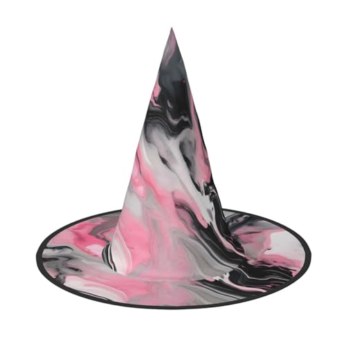 OAZCVBNN Rosa abstrakte Tinte Marmor grau künstlerischer Druck Unisex Halloween Hexenhut für Karneval Cosplay faltbare Kappe und Motto-Partys von OAZCVBNN