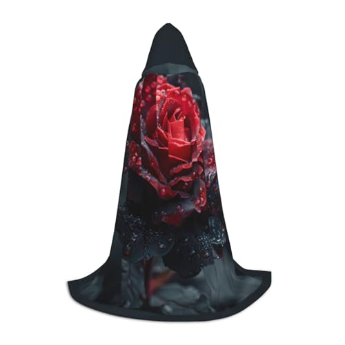 OAZCVBNN Rot und Schwarz Rose Print Assistent Robe Halloween Und Karneval Partys Mit Kapuze Mantel Für Männer Frauen Jugendliche Kinder, blacks, M OAZCVBNN Rot und Schwarz Rose Print Assistent Robe Halloween Und Karneval Partys Mit Kapuze Mantel Für Männer Frauen Jugendliche Kinder, blacks, M von OAZCVBNN