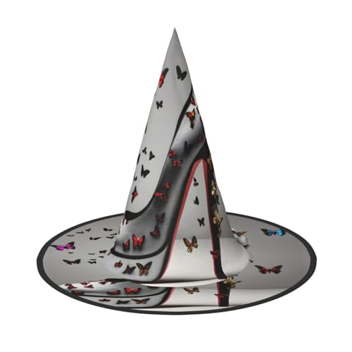 OAZCVBNN Schmetterling High Heel Druck Unisex Halloween Hexenhut für Karneval Cosplay Faltbare Kappe und Mottopartys OAZCVBNN Schmetterling High Heel Druck Unisex Halloween Hexenhut für Karneval Cosplay Faltbare Kappe und Mottopartys von OAZCVBNN