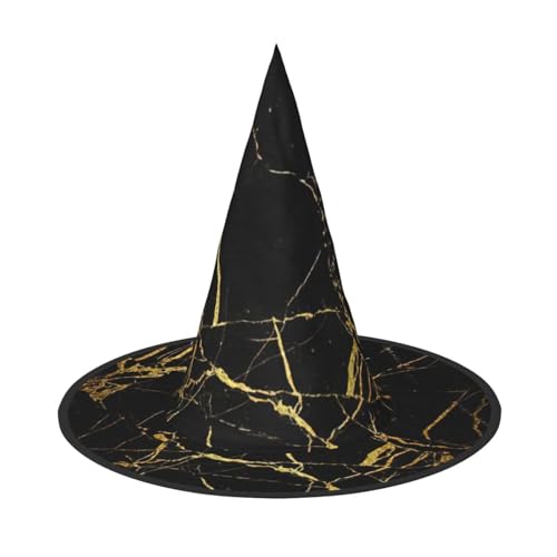 OAZCVBNN Schwarz Gold Marmor Druck Unisex Halloween Hexe Hut für Karneval Cosplay faltbare Mütze und Themenpartys OAZCVBNN Schwarz Gold Marmor Druck Unisex Halloween Hexe Hut für Karneval Cosplay faltbare Mütze und Themenpartys von OAZCVBNN
