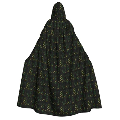 OAZCVBNN Schwarz Grün und Gold geometrischer Druck Mantel mit Kapuze Unisex Erwachsene für Halloween Weihnachten Karneval Themenpartys Kostüm von OAZCVBNN
