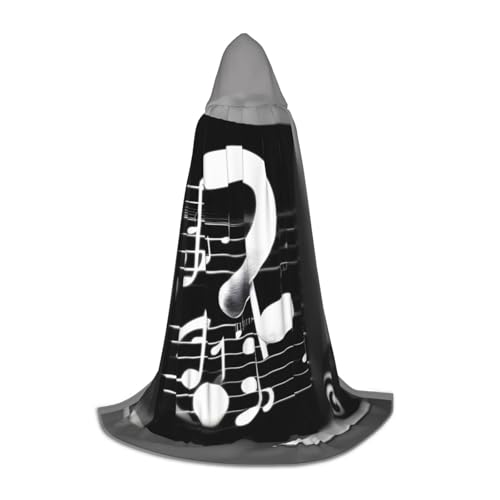 OAZCVBNN Schwarz Weiß Musik Hinweis Druck Assistent Robe Halloween Und Karneval Partys Mit Kapuze Mantel Für Männer Frauen Jugendliche Kinder, blacks, M von OAZCVBNN