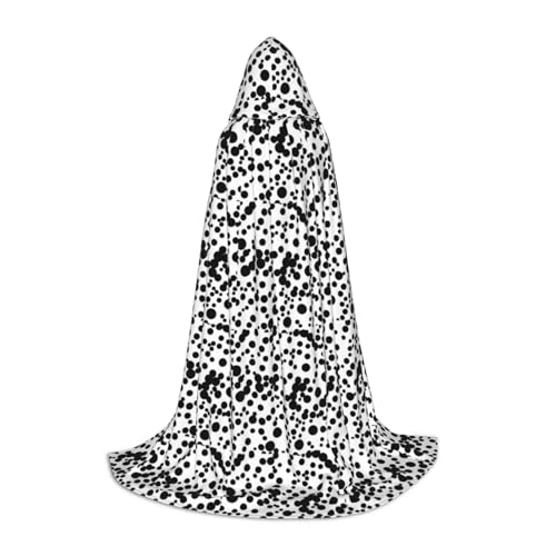 OAZCVBNN Schwarz-Weiß-Print große Punkte Bademantel Zauberer Halloween und Karnevalspartys Kapuzenmantel für Männer Frauen Teenager Kinder, Schwarz, S von OAZCVBNN