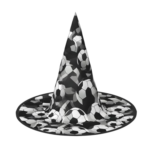 OAZCVBNN Schwarz-weißer Fußball-Muster-Druck, Unisex, Halloween, Hexenhut, für Karneval, Cosplay, faltbare Kappe und Motto-Partys OAZCVBNN Schwarz-weißer Fußball-Muster-Druck, Unisex, Halloween, Hexenhut, für Karneval, Cosplay, faltbare Kappe und Motto-Partys von OAZCVBNN