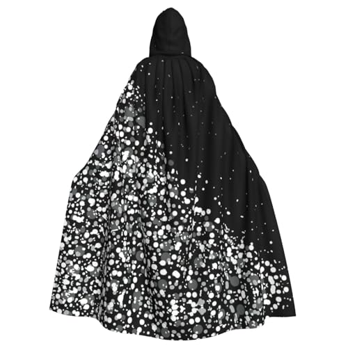 OAZCVBNN Schwarz-weißer Glitzer-Druck, Halloween-Kapuzenumhang, volle Länge, Erwachsene, Kinder, Unisex, Mittelalter-Kostüm, Cosplay-Kostüm von OAZCVBNN