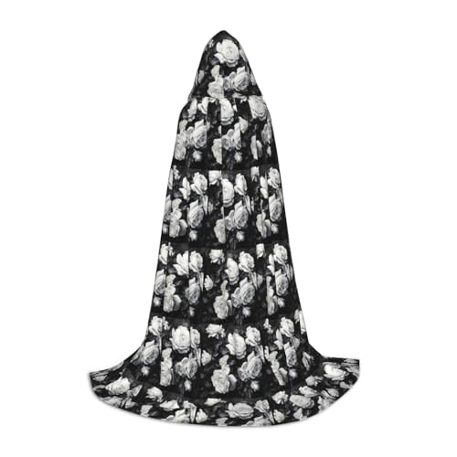 OAZCVBNN Schwarz-weißer Rosen-Druck, Zauberer-Robe, Halloween und Karneval, Partys, Kapuzenumhang für Männer, Frauen, Teenager, Kinder OAZCVBNN Schwarz-weißer Rosen-Druck, Zauberer-Robe, Halloween und Karneval, Partys, Kapuzenumhang für Männer, Frauen, Teenager, Kinder von OAZCVBNN