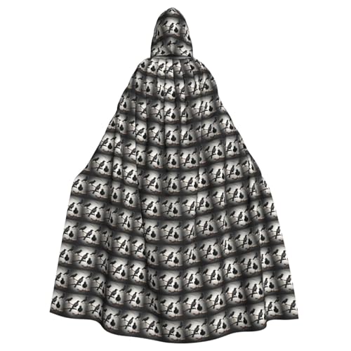 OAZCVBNN Schwarzer Krähenvögel auf einem Ast, Halloween-Kapuzenumhang, volle Länge, Erwachsene, Kinder, Unisex, mittelalterliches Cosplay-Kostüm von OAZCVBNN