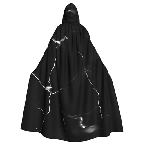 OAZCVBNN Schwarzer Marmor-Druck, Halloween-Kapuzenumhang, volle Länge, Erwachsene, Kinder, Unisex, mittelalterliches Cosplay-Kostüm von OAZCVBNN