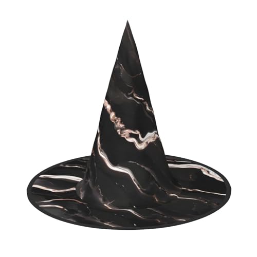 OAZCVBNN Schwarzer Roségold-Marmor-Druck, Unisex, Halloween, Hexenhut, für Karneval, Cosplay, faltbare Kappe und Motto-Partys von OAZCVBNN