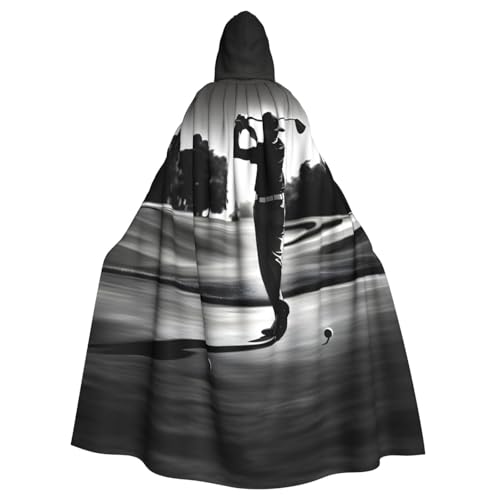 OAZCVBNN Schwarzer und weißer Golf-Druck, Halloween-Kapuzenumhang, volle Länge, Erwachsene, Kinder, Unisex, Mittelalter-Kostüm, Cosplay-Kostüm von OAZCVBNN