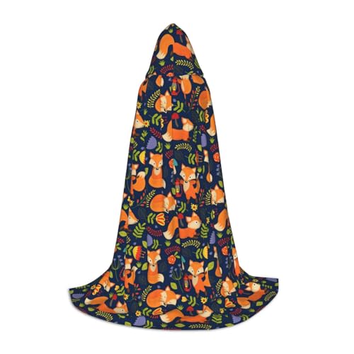 OAZCVBNN Süß Tier Fuchs Blume Print Zauberer Bademantel Halloween und Karneval Party Mantel mit Kapuze für Männer Frauen Teenager Kinder, Schwarz, S OAZCVBNN Süß Tier Fuchs Blume Print Zauberer Bademantel Halloween und Karneval Party Mantel mit Kapuze für Männer Frauen Teenager Kinder, Schwarz, S von OAZCVBNN