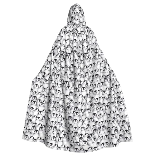 OAZCVBNN Süßer Pinguin-Skizzen-Druck, Halloween-Kapuzenumhang, volle Länge, Erwachsene, Kinder, Unisex, Mittelalter-Kostüm, Cosplay-Kostüm von OAZCVBNN