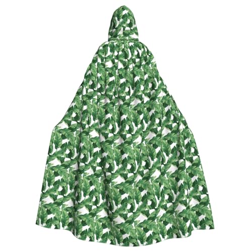 OAZCVBNN Süßer grüner Palmblatt-Druck, Halloween-Kapuzenumhang, volle Länge, Erwachsene, Kinder, Unisex, Mittelalter-Kostüm, Cosplay-Kostüm von OAZCVBNN