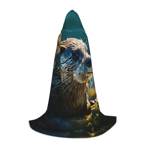 OAZCVBNN Tier Niedliche Braun Otter Print Zauberer Bademantel Halloween und Karneval Party Mantel mit Kapuze für Männer Frauen Teenager Kinder, Schwarz, S OAZCVBNN Tier Niedliche Braun Otter Print Zauberer Bademantel Halloween und Karneval Party Mantel mit Kapuze für Männer Frauen Teenager Kinder, Schwarz, S von OAZCVBNN