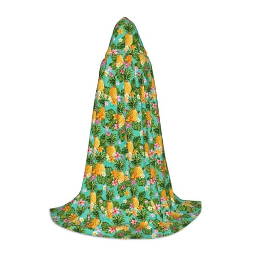 OAZCVBNN Tropische Frucht Ananas Print Zauberer Bademantel Halloween und Karneval Party Mantel mit Kapuze für Männer Frauen Teenager Kinder, sc schwarz, L von OAZCVBNN