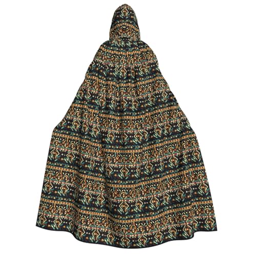 OAZCVBNN Umhang mit Kapuze und Indianer-Muster, Unisex, Erwachsene, für Halloween, Weihnachten, Karneval, Mottopartys von OAZCVBNN