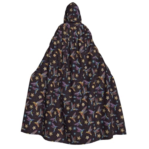 OAZCVBNN Umhang mit Kapuze und Kolibris, bestickt, Unisex, Erwachsene, für Halloween, Weihnachten, Karneval, Mottopartys von OAZCVBNN