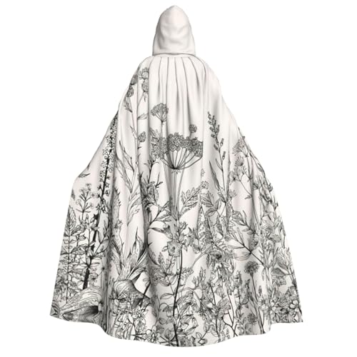 OAZCVBNN Umhang mit Kapuze und botanischer Gravur, Unisex, Erwachsene, für Halloween, Weihnachten, Karneval, Mottopartys von OAZCVBNN