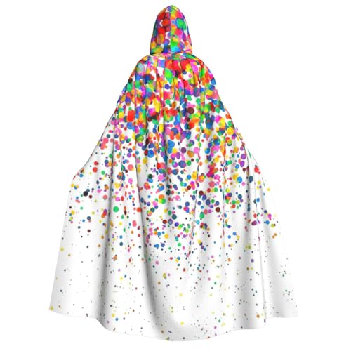 OAZCVBNN Umhang mit Kapuze und farbigen Punkten, Unisex, Erwachsene, für Halloween, Weihnachten, Karneval, Mottopartys von OAZCVBNN