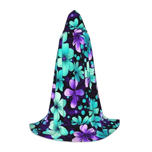 OAZCVBNN Violett und Türkis Blumen Print Zauberer Bademantel Halloween und Karneval Party Mantel mit Kapuze für Männer Frauen Teenager Kinder, Schwarz, S OAZCVBNN Violett und Türkis Blumen Print Zauberer Bademantel Halloween und Karneval Party Mantel mit Kapuze für Männer Frauen Teenager Kinder, Schwarz, S von OAZCVBNN
