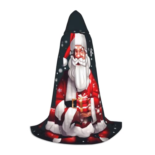 OAZCVBNN Weihnachtsmann-Aufdruck, Zauberer-Robe, Halloween und Karneval, Partys, Kapuzenumhang für Männer, Frauen, Teenager, Kinder von OAZCVBNN