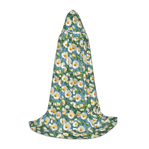 OAZCVBNN Weiß Kleine Blumen Print Zauberer Bademantel Halloween und Karneval Party Mantel mit Kapuze für Männer Frauen Teenager Kinder, Schwarz, S von OAZCVBNN