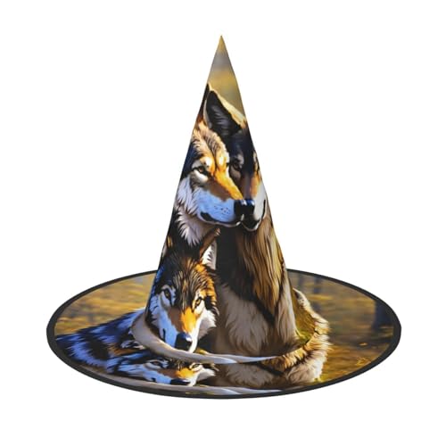 OAZCVBNN Wolfs Print Unisex Halloween Hexenhut für Karneval Cosplay Faltbare Mütze und Mottopartys OAZCVBNN Wolfs Print Unisex Halloween Hexenhut für Karneval Cosplay Faltbare Mütze und Mottopartys von OAZCVBNN