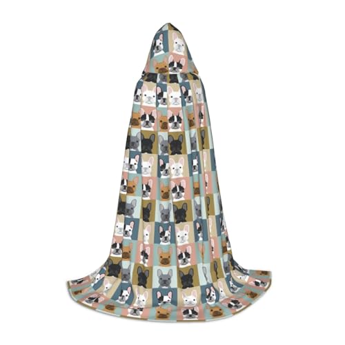 OAZCVBNN Zauber Bademantel bedruckt Französische Bulldogge Halloween Karneval Kapuzenmantel für Männer Frauen Teenager Kinder, Schwarz (Black), M von OAZCVBNN