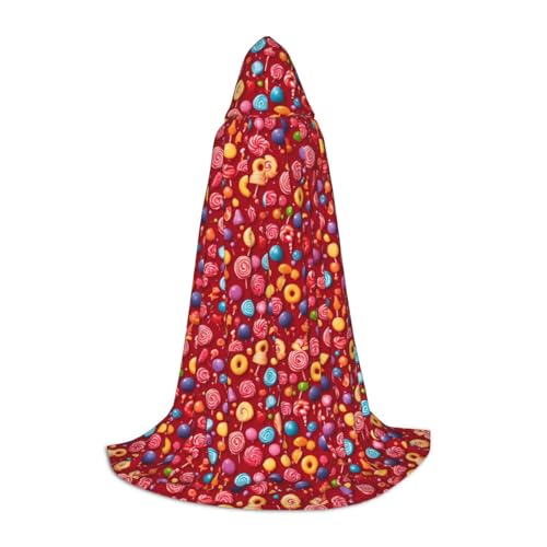OAZCVBNN Zauber Bademantel mit Lutscher für Halloween Karneval Party Kapuzenumhang für Männer Frauen Teenager Kinder, Schwarz (Black), L von OAZCVBNN