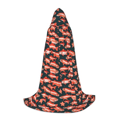 OAZCVBNN Zauberer Bademantel Lachs Halloween und Karneval Party Kapuzenmantel für Männer Frauen Teenager Kinder, Schwarz, L von OAZCVBNN
