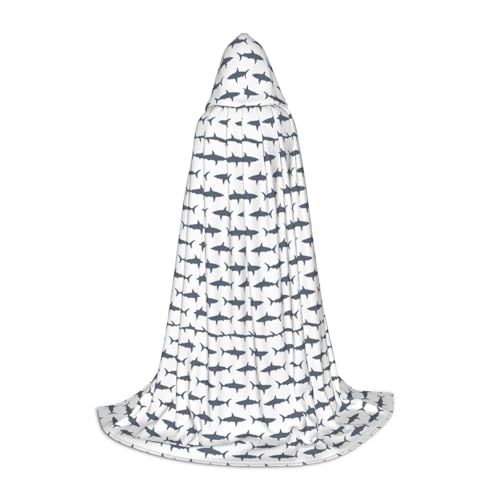 OAZCVBNN Zauberer Bademantel mit Fisch und Hai Halloween und Karnevalspartys Kapuzenmantel für Männer Frauen Teenager Kinder, Schwarz, S von OAZCVBNN