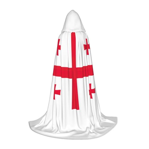 OAZCVBNN Zauberer-Bademantel mit Flagge von Georgien, für Halloween und Karneval, Partys, Kapuzenumhang für Männer, Frauen, Teenager, Kinder von OAZCVBNN