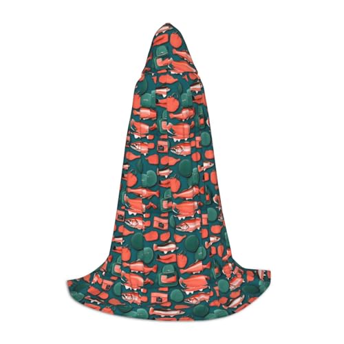 OAZCVBNN Zauberer-Bademantel mit Lachsmuster, für Halloween und Karneval, Partys, Kapuzenumhang für Männer, Frauen, Teenager, Kinder von OAZCVBNN