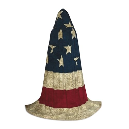 OAZCVBNN Zauberer-Bademantel mit amerikanischer Flagge, für Halloween und Karneval, Partys, Kapuzenumhang für Männer, Frauen, Teenager, Kinder von OAZCVBNN
