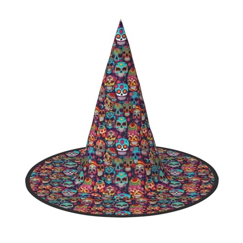 OAZCVBNN Zucker Schädel Druck Unisex Halloween Hexe Hut für Karneval Cosplay faltbare Mütze und Themenpartys OAZCVBNN Zucker Schädel Druck Unisex Halloween Hexe Hut für Karneval Cosplay faltbare Mütze und Themenpartys von OAZCVBNN