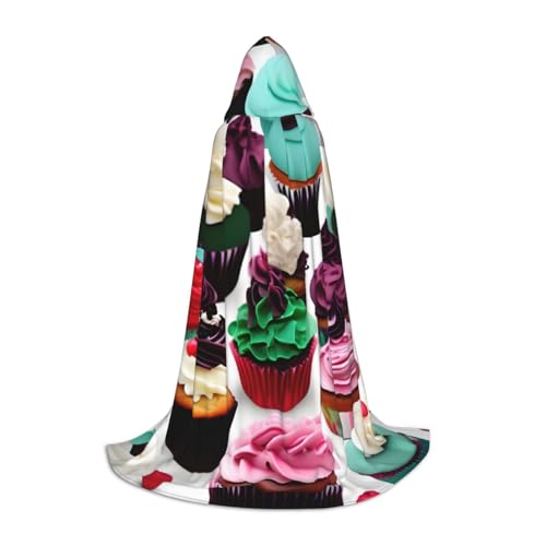 Zauberer-Robe mit köstlichem Cupcakes, für Halloween und Karneval, Partys, Kapuzenumhang für Männer, Frauen, Teenager, Kinder von OAZCVBNN
