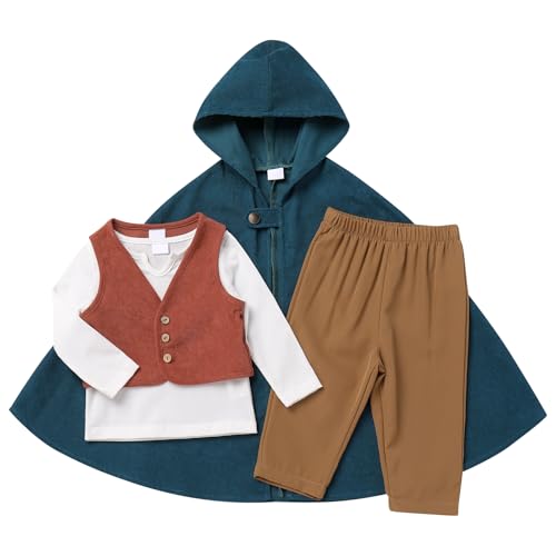 OBEEII Baby Junge Mittelalterliche Halloween Kostüm Cosplay Baby Suit Ringträger Outfit Fantasy World Kapuzenmmantel Kap Erster Geburtstag mit Top Weste Hosen Mantel OBEEII Baby Junge Mittelalterliche Halloween Kostüm Cosplay Baby Suit Ringträger Outfit Fantasy World Kapuzenmmantel Kap Erster Geburtstag mit Top Weste Hosen Mantel von OBEEII