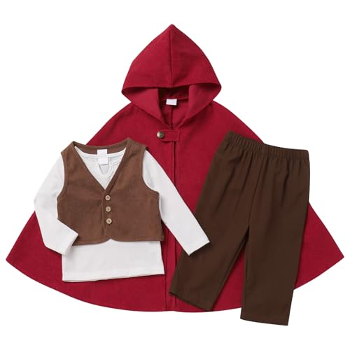 OBEEII Baby Junge Mittelalterliche Halloween Kostüm Cosplay Baby Suit Ringträger Outfit Fantasy World Kapuzenmmantel Kap Erster Geburtstag mit Top Weste Hosen Mantel OBEEII Baby Junge Mittelalterliche Halloween Kostüm Cosplay Baby Suit Ringträger Outfit Fantasy World Kapuzenmmantel Kap Erster Geburtstag mit Top Weste Hosen Mantel von OBEEII
