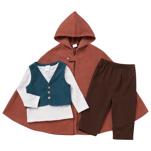 OBEEII Baby Junge Mittelalterliche Halloween Kostüm Cosplay Baby Suit Ringträger Outfit Fantasy World Kapuzenmmantel Kap Erster Geburtstag mit Top Weste Hosen Mantel OBEEII Baby Junge Mittelalterliche Halloween Kostüm Cosplay Baby Suit Ringträger Outfit Fantasy World Kapuzenmmantel Kap Erster Geburtstag mit Top Weste Hosen Mantel von OBEEII