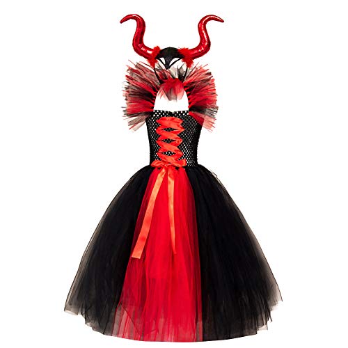 OBEEII Kostüm Regina Malefica Mädchen Party Cosplay Weihnachten Zeremonie Halloween Bühnenaufführungen Tulle Tutu Kleid von OBEEII