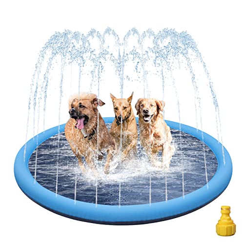 Hundepool, 170cm Sprinkler Matte Hund Splash Pad, Wasserspielmatte Hund Wassermatte, Verdickt rutschfest Planschbecken Hund, Hundeplanschbecken, Hundepool für GroßE, Sprühmatte für Haustiere Hundepool, 170cm Sprinkler Matte Hund Splash Pad, Wasserspielmatte Hund Wassermatte, Verdickt rutschfest Planschbecken Hund, Hundeplanschbecken, Hundepool für GroßE, Sprühmatte für Haustiere von OBEISN