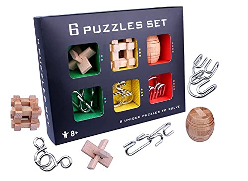 OBEST 6 Stück Holzpuzzle und Metall Puzzle Knobelspiele Set, 3D IQ Test Mind Game Spielzeug, Logikspiele Metalldraht Holzspielzeug Denkspiel Geschenke für Kinder Teenager & Erwachsene OBEST 6 Stück Holzpuzzle und Metall Puzzle Knobelspiele Set, 3D IQ Test Mind Game Spielzeug, Logikspiele Metalldraht Holzspielzeug Denkspiel Geschenke für Kinder Teenager & Erwachsene von OBEST