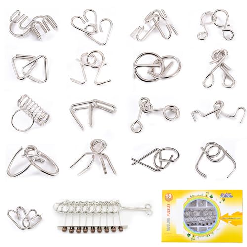 OBEST 18 Stück Knobelspiele Metall Puzzle Denkspiel, Enthalten Spielzeug Bestehend aus Neun Ineinandergreifenden Gliedern, IQ Test 3D Entriegeln Interlocking Puzzle Geduldspiele für Kinder Erwachsene OBEST 18 Stück Knobelspiele Metall Puzzle Denkspiel, Enthalten Spielzeug Bestehend aus Neun Ineinandergreifenden Gliedern, IQ Test 3D Entriegeln Interlocking Puzzle Geduldspiele für Kinder Erwachsene von OBEST
