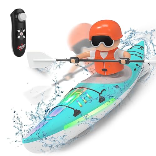OBEST 2,4 GHz Ferngesteuertes Boot, Simulationskajak mit LED-Lichtern, ferngesteuertes Boot, Wasserspielzeug für Kinder, Geschenk für Kinder und Erwachsene von OBEST